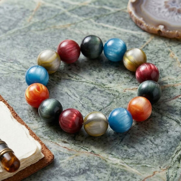 Simuliertes flexibles mehrfarbiges Katzenauge Armband - 180 ct. image number 2