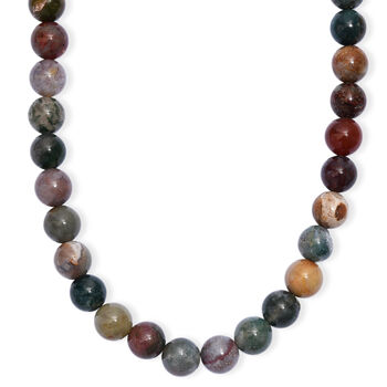 Moosachat Ohrringe und 50+2,5cm Halskette