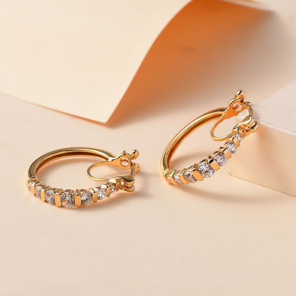 J Francis gefertigt mit SWAROVSKI- Swarovski Zirkonia Ohrringe, 925 Silber 750 Gelbgold Vermeil image number 1