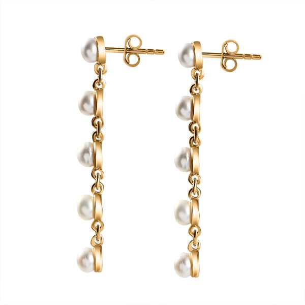 Süßwasser Perle Ohrringe, 925 Silber Gelbgold Vermeil image number 5