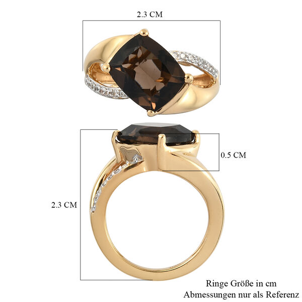 Rauchquarz und Zirkon-Ring, 925 Silber vergoldet  ca. 3,94 ct image number 7