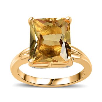 Citrin, Wei&szlig;er Zirkon Ring 925 Silber Gelbgold Vermeil (Gr&ouml;&szlig;e 21.00) ca. 5,71 ct