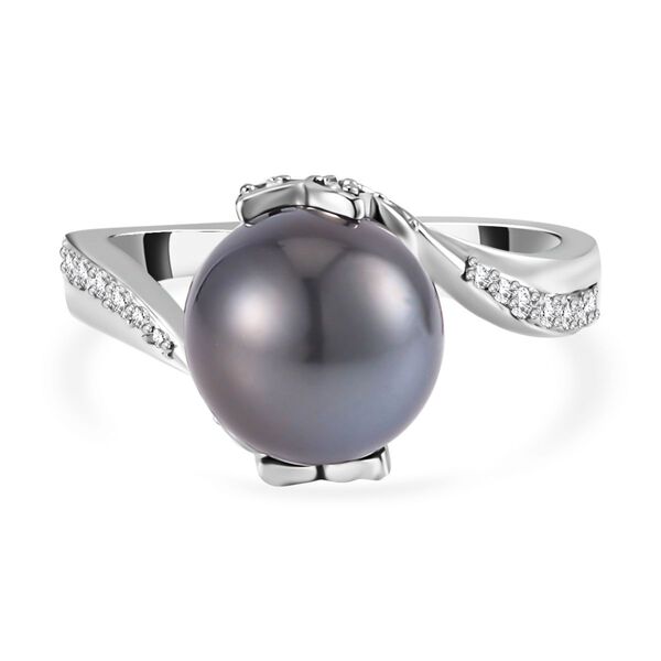 9-10 mm Tahiti Perle und Moissanit Ring - 0,32 ct. image number 0