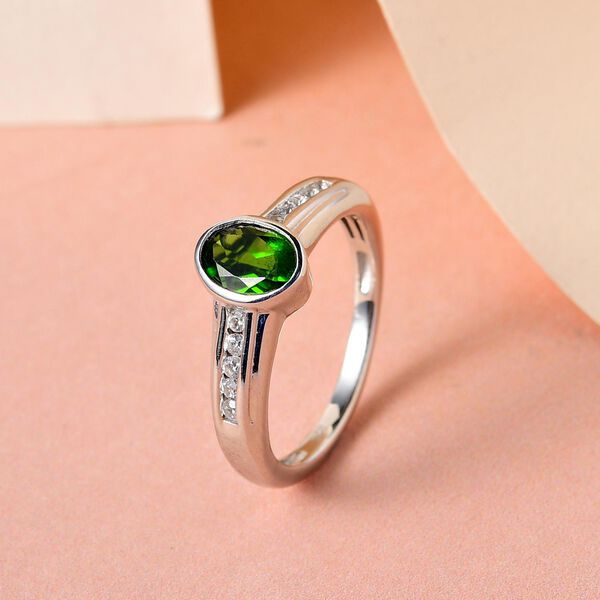 Nat&uuml;rlicher Chromdiopsid, 925 Silber platiniert, ca. 1,00 ct image number 2