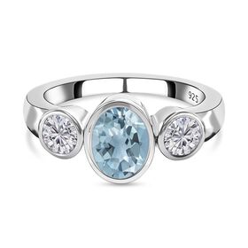 Espirito Santo Aquamarin und Moissanit Ring, ca. 1,61 ct