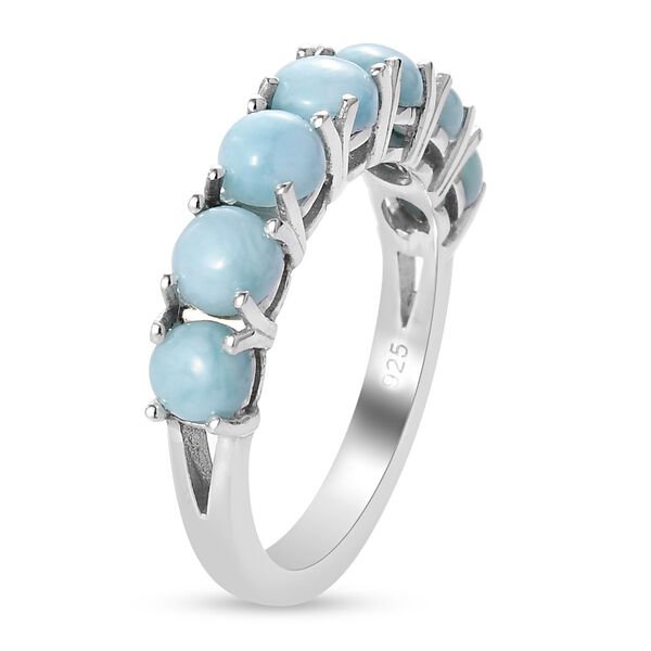 Larimar 7 Stein Ring  925 Silber Platin-Überzug image number 5