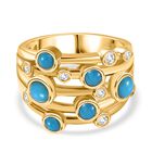 AA Amerikanischer Sleeping Beauty Türkis Ring, 925 Silber Gelbgold Vermeil, (Größe 17.00) ca. 1.39 ct