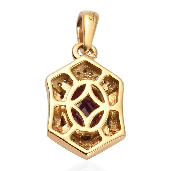 Afrikanischer Rubin und Zirkon-Anh&auml;nger, (Fissure gef&uuml;llt), 925 Silber vergoldet ca. 2,42 ct image number 5