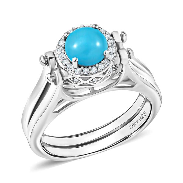 D'Joy AA Sleeping Beauty Türkis, AA natürlicher, äthiopischer Welo Opal und Zirkon Wendeschmuck-Ring mit doppeltem Design - 1,76 ct. image number 3