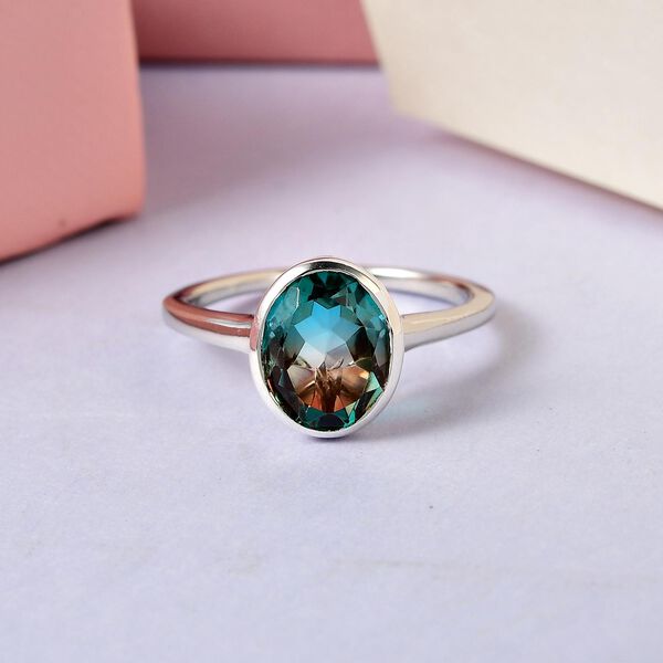 Aqua Terra Costa Quarz Triplett-Solit&auml;r-Ring, 925 Silber platiniert, 2,67 ct. image number 1