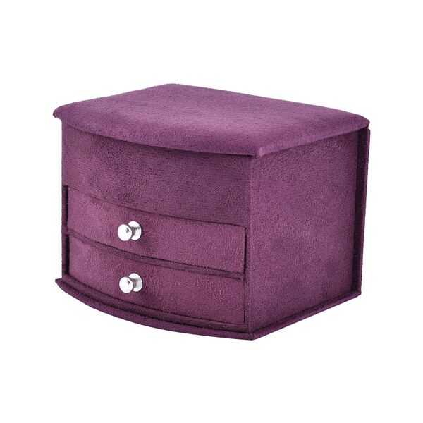 Samt-Schmuckkästchen mit Spiegel und 2 herausnehmbaren Schubladen, 14.5x12x10.5cm, violett image number 3