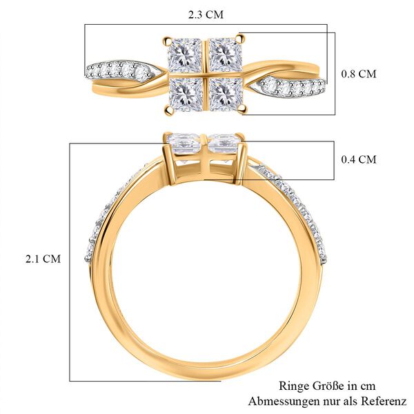Moissanit Ring 925 Silber 750 Gelbgold Vermeil (Gr&ouml;&szlig;e 17.00) ca. 0,82 ct image number 7