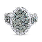 Alexandrit und Zirkon-Ring, 925 Silber platiniert (Größe 16.00) ca. 1.91 ct