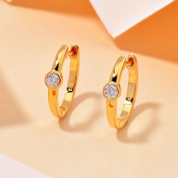 Moissanit Ohrringe, 925 Silber Gelbgold Vermeil - 0,22 ct.