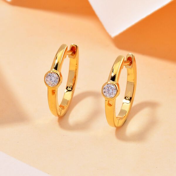 Moissanit Ohrringe, 925 Silber Gelbgold Vermeil - 0,22 ct. image number 2