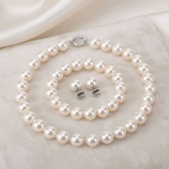 3er-Set wei&szlig;es Muschelkernperle Schmuckset