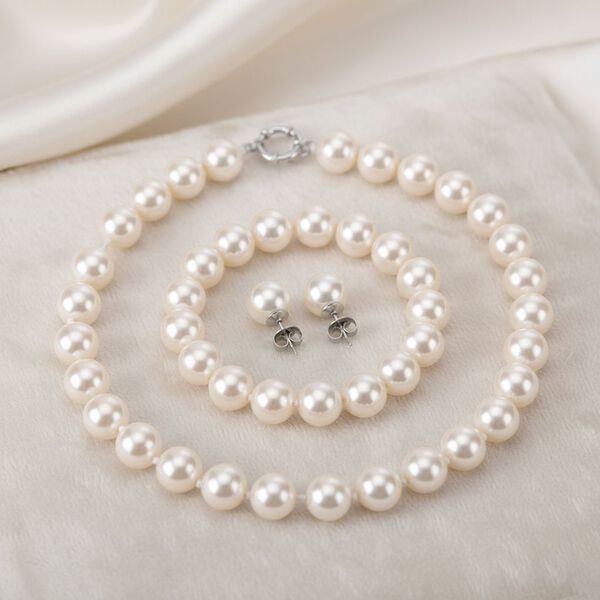 3er-Set weißes Muschelkernperle Schmuckset image number 1