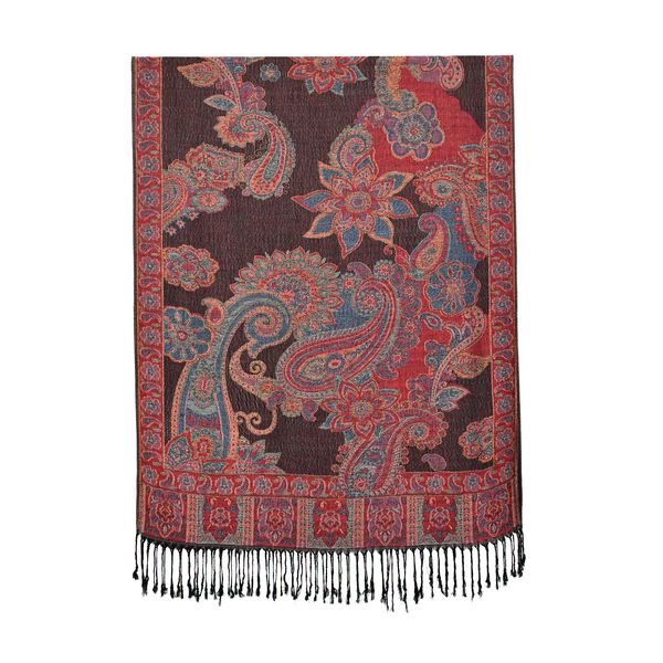 100% Viskose Paisley-Schal, Schwarz image number 2