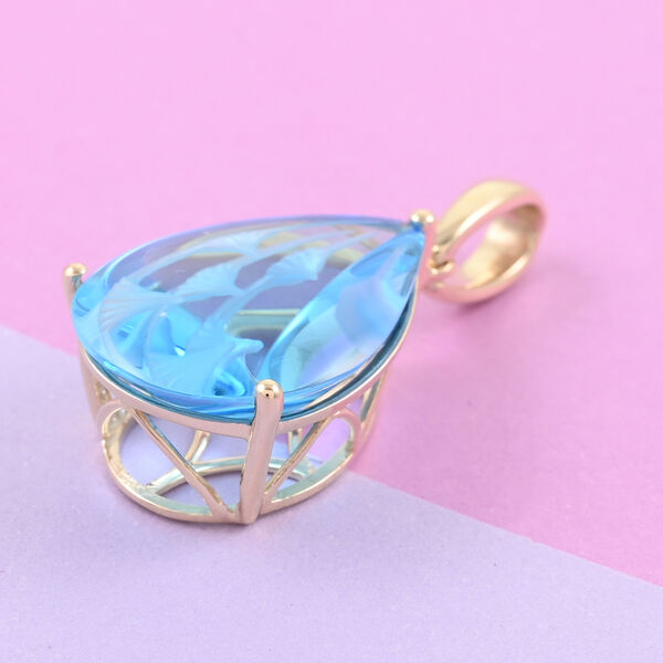 Zertifizierter und gepr&uuml;fter AAA Blautopas Solit&auml;r-Anh&auml;nger - 9,10 Karat. image number 2