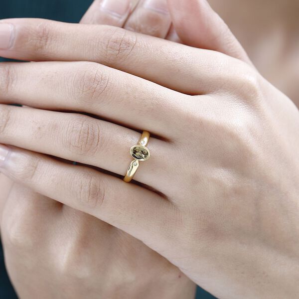 AA nat&uuml;rlicher, goldener Tansanit und Diamant Ring - 0,44 ct. image number 3