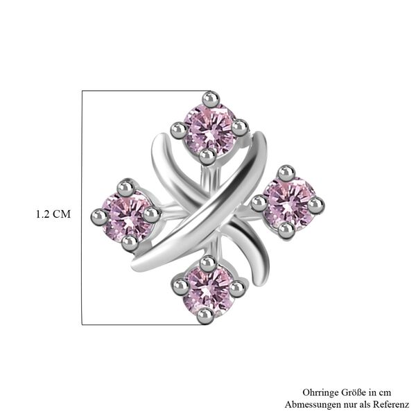 Designer Inspiriert XOXO Rosa Zirkonia Ohrringe 925 Silber image number 6