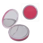 Wiederaufladbarer zweiseitiger LED-Schminkspiegel, 8.4x8.4x1.7cm, rosa