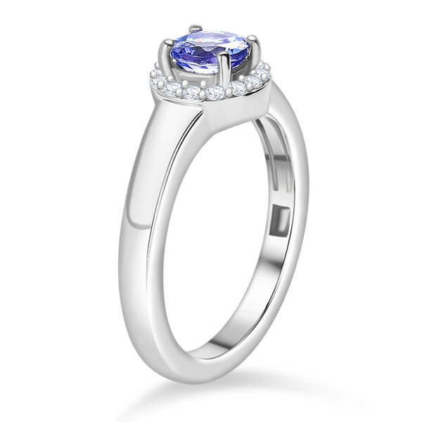 Tansanit und Zirkon Ring 925 Silber platiniert  ca. 0,80 ct image number 5
