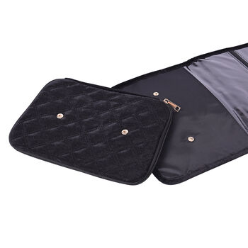 Reisetasche f&uuml;r Kosmetik und Schmuck mit abnehmbarem Schmuckfach, gefaltet 25x20x4cm, ungefaltet 25x78x4cm, schwarz