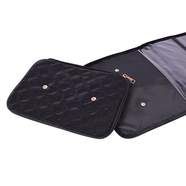 Reisetasche f&uuml;r Kosmetik und Schmuck mit abnehmbarem Schmuckfach, gefaltet 25x20x4cm, ungefaltet 25x78x4cm, schwarz image number 3