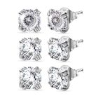 3er Set- D'Joy Moissanit Ohrringe, 925 Silber platiniert ca. 2.58 ct