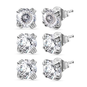 3er Set- D'Joy Moissanit Ohrringe, 925 Silber platiniert ca. 2.58 ct
