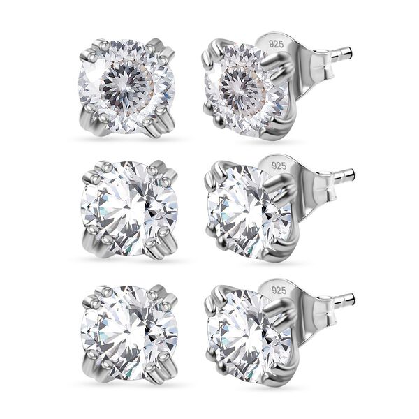 3er Set- D'Joy Moissanit Ohrringe, 925 Silber platiniert ca. 2.58 ct