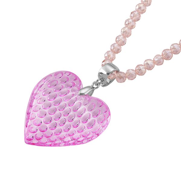 2er Set - Rosa Kristall Herz Anh&auml;nger und beads Halskette mit  Varioclip-Verschluss, ca. 50 cm image number 3