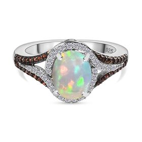 AA Natürlicher, äthiopischer Welo Opal, Champagner und weißer Zirkon-Ring - 2,27 ct.