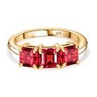 Lab Created Padparadscha-Saphir Ring 925 Silber 750 Gelb Vergoldet (Gr&ouml;&szlig;e 17.00) ca. 2,88 ct