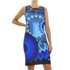 DESIGUAL, Kleid Kurzarm, Geometrischer Illusion-druck, Blau, Größe 38