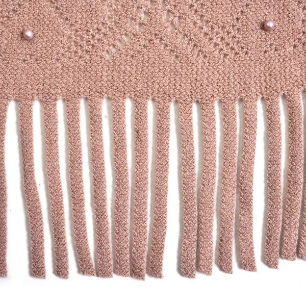 Strickschal mit Quasten und Perlen, Blush Rosa image number 2