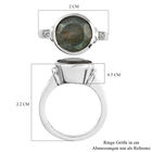 Labradorit und Zirkon-Ring, 925 Silber platiniert (Größe 16.00) ca. 3,03 ct image number 6