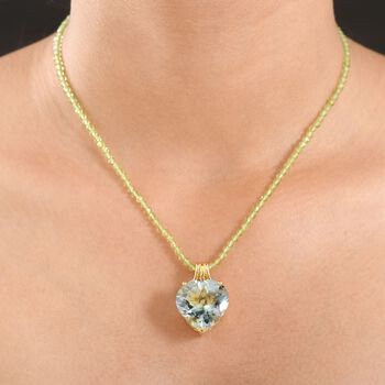 D'Joy AA Prasiolith, Peridot Schmuckset ca. 50 cm 925 Silber 750 Gelbgold Vermeil ca. 31.30 ct