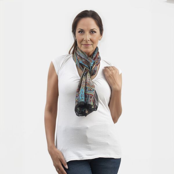 100% Satin-Seidenschal, 50x160 cm, mehrfarbig image number 0