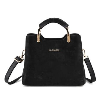 LA MAREY Crossbody Tasche mit Rei&szlig;verschlussf&auml;chern und verstellbarem Schulterriemen, 25x20x11cm, Schwarz