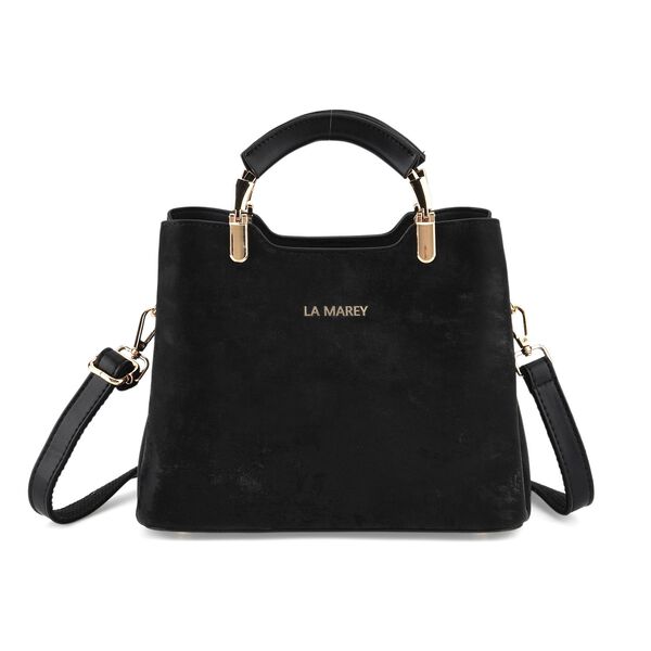 LA MAREY Satchcel Tasche mit Rei&szlig;verschlussf&auml;chern und verstellbarem Schulterriemen 25 x 20 x 11 cm Schwarz