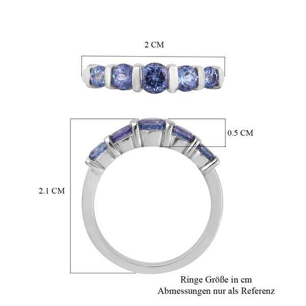 Tansanit 5 Stein Ring 925 Silber Platin-&Uuml;berzug image number 7