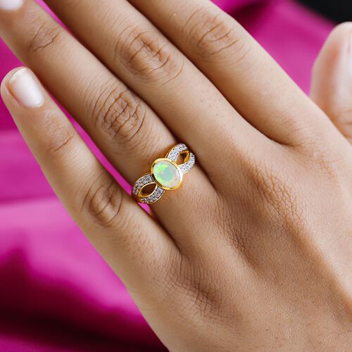 AA natürlicher, äthiopischer Welo Opal und Zirkon-Ring - 1,16 ct. image number 3