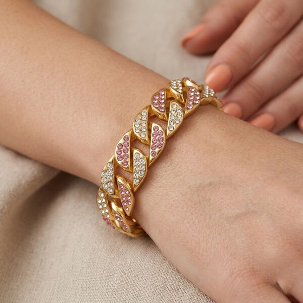 Wei&szlig;er Kristall Armband ca. 19 cm Std Gelb image number 2