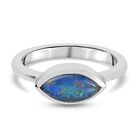 Boulder Opal Triplett Solitär Ring 925 Silber platiniert (Größe 16.00) ca. 0,74 ct