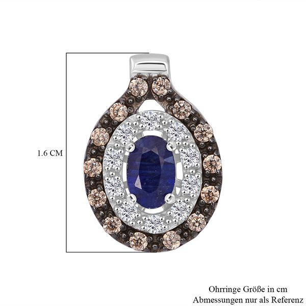 D'Joy Masoala Saphir (Fissure gefüllt), Kaffee Zirkon Ohrringe 925 Silber rhodiniert ca. 2,73 ct. image number 5