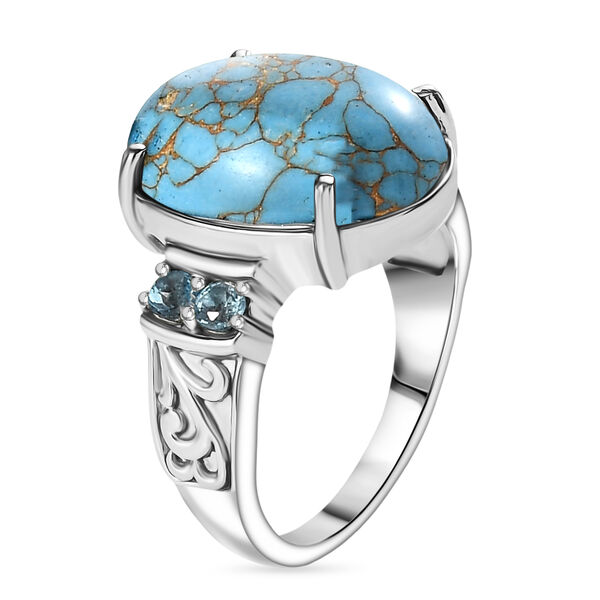 Blaues Türkis, Himmelblauer Topas Ring Edelstahl (Größe 17.00) ca. 7,83 ct image number 4