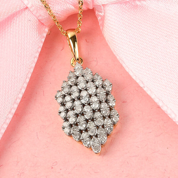 Diamant Cluster-Anh&auml;nger mit Kette in Silber image number 2