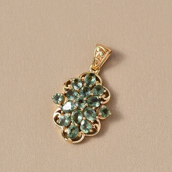 D'Joy Gr&uuml;ner Apatit Anh&auml;nger 925 Silber 750 Gelb Vergoldet ca. 2.65 ct